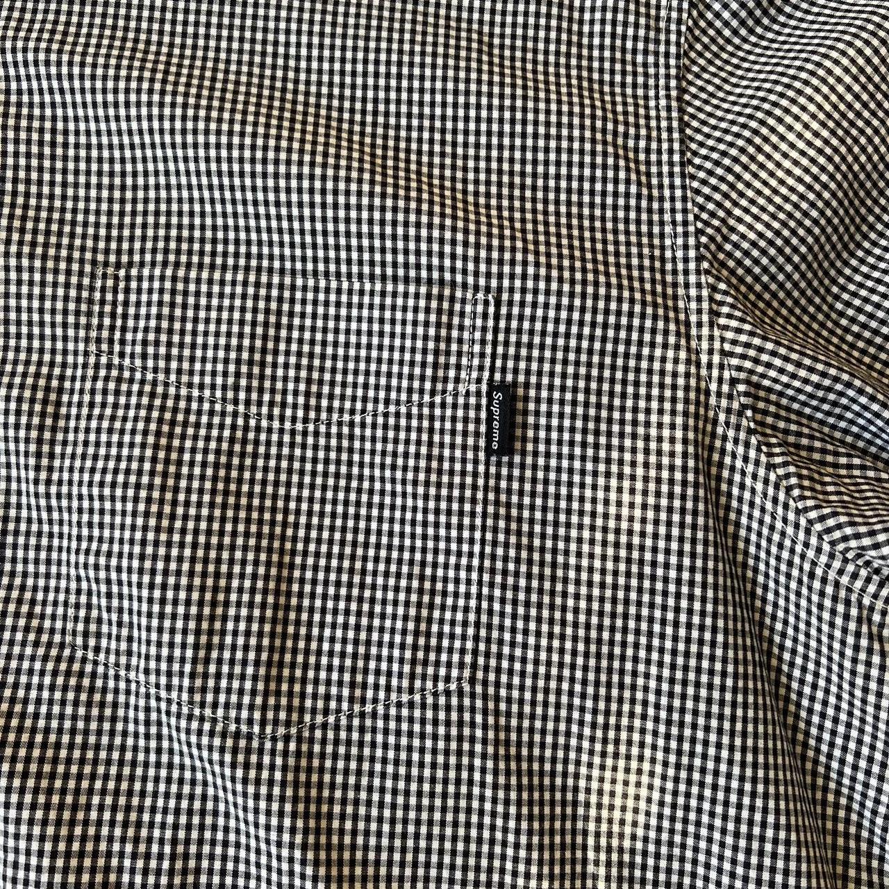 supreme checkered button down large fits true to - Depop