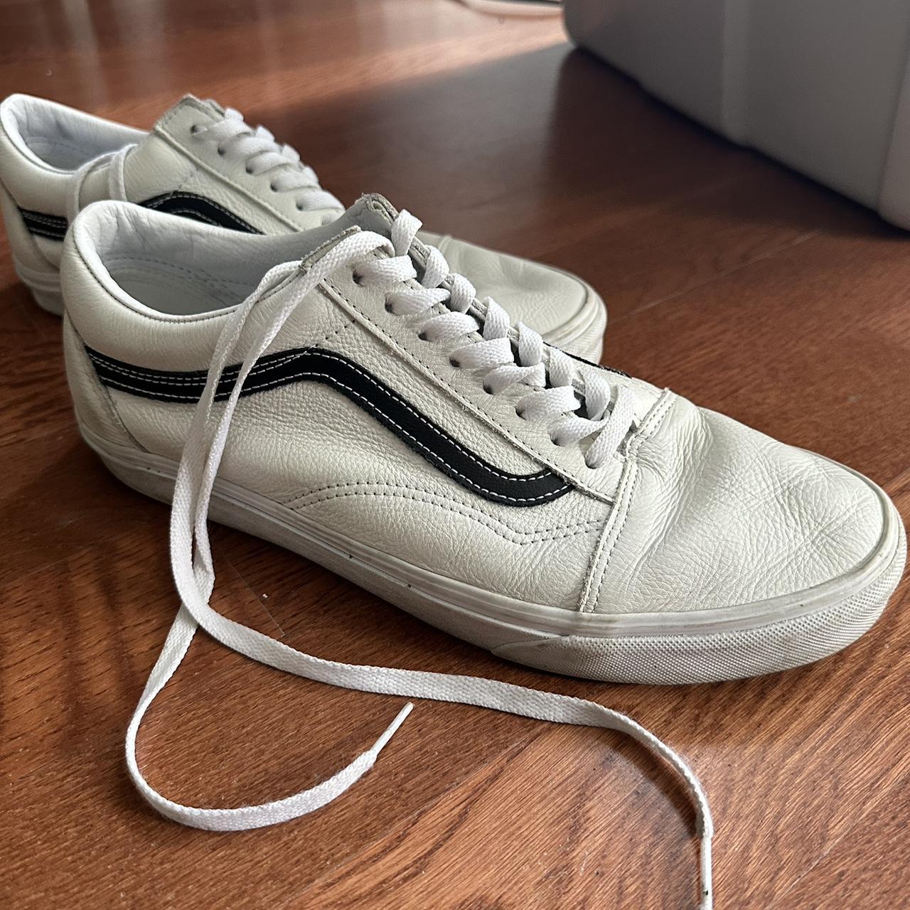 Mens vans old skool white leather best sale