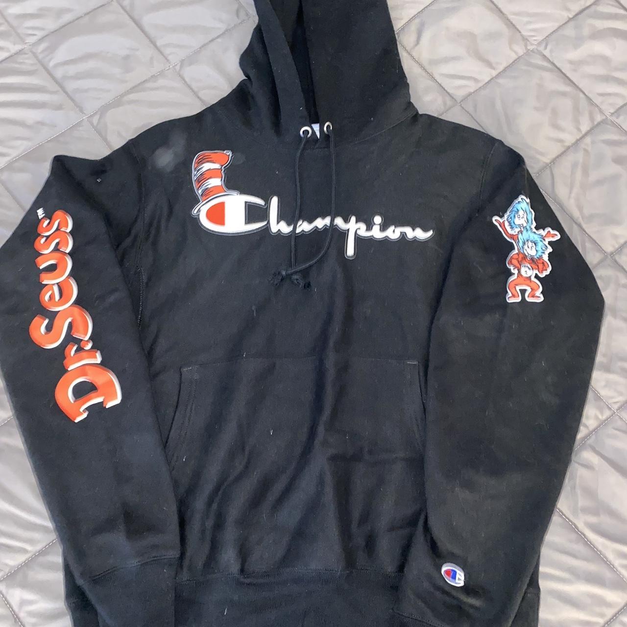 champion mens hoodie in a small dr.seuss collab Depop