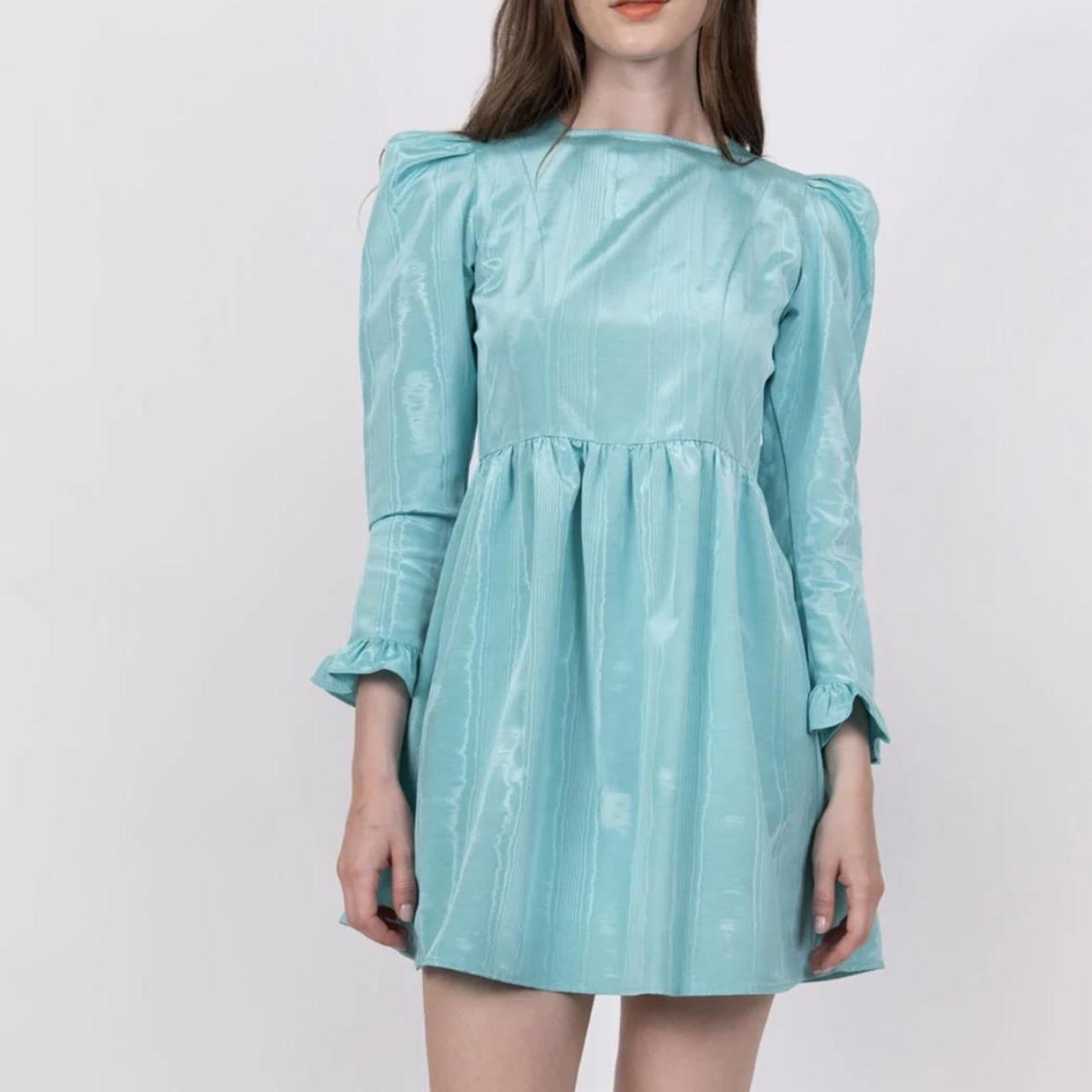 Batsheva Women's Blue and Green Dress Depop