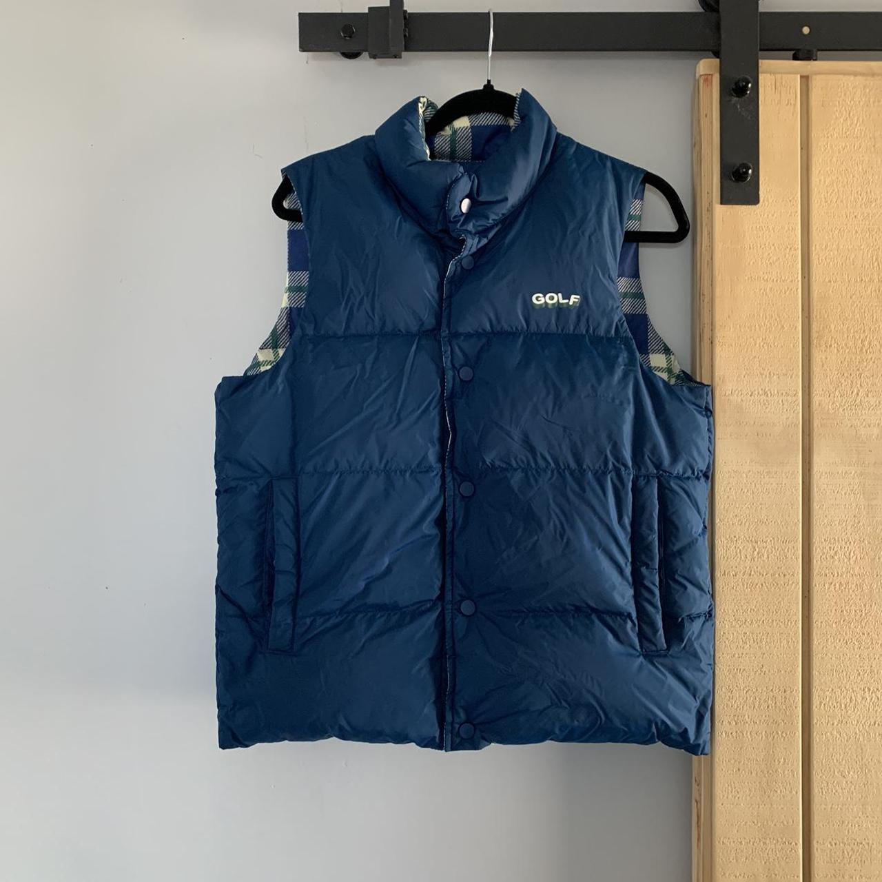 Reversible golf puffer vest , Blue and plaid , Great...