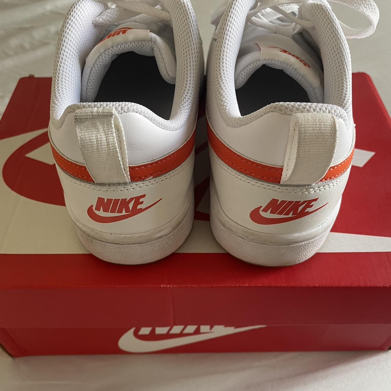 nike court borough lows white and orange 6.5... - Depop