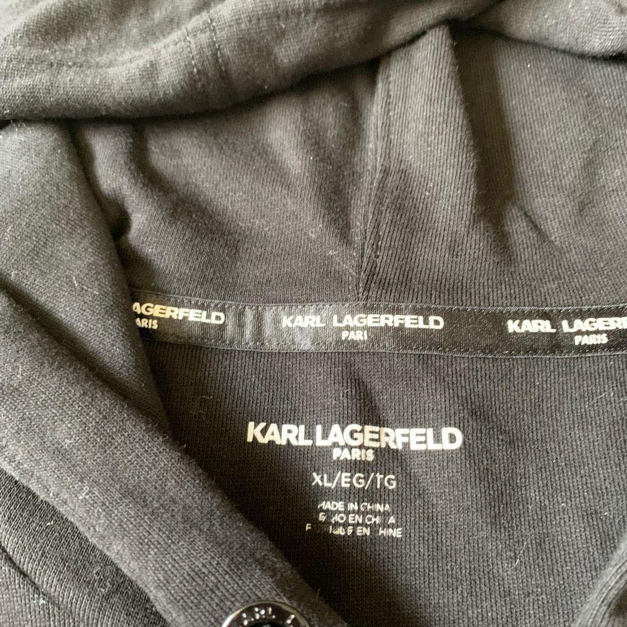 Karl Lagerfeld Paris Oversized Black Logo Hoodie... - Depop