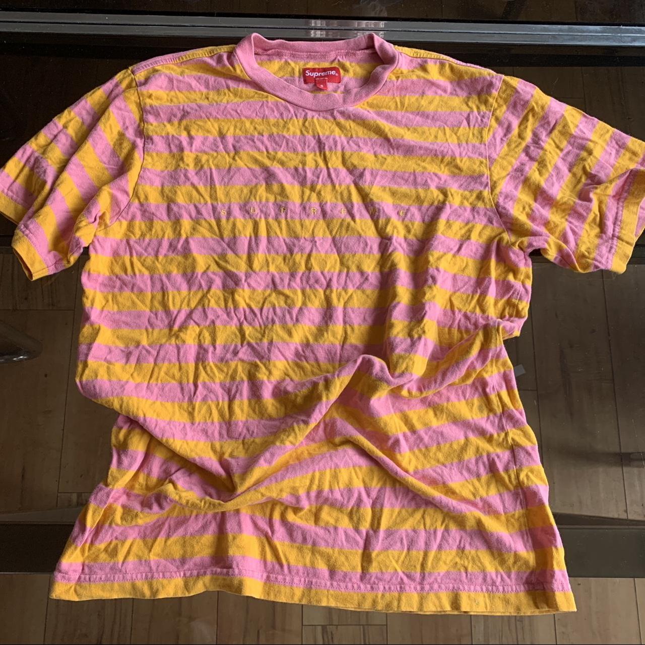 Supreme pink and yellow shop striped shirt