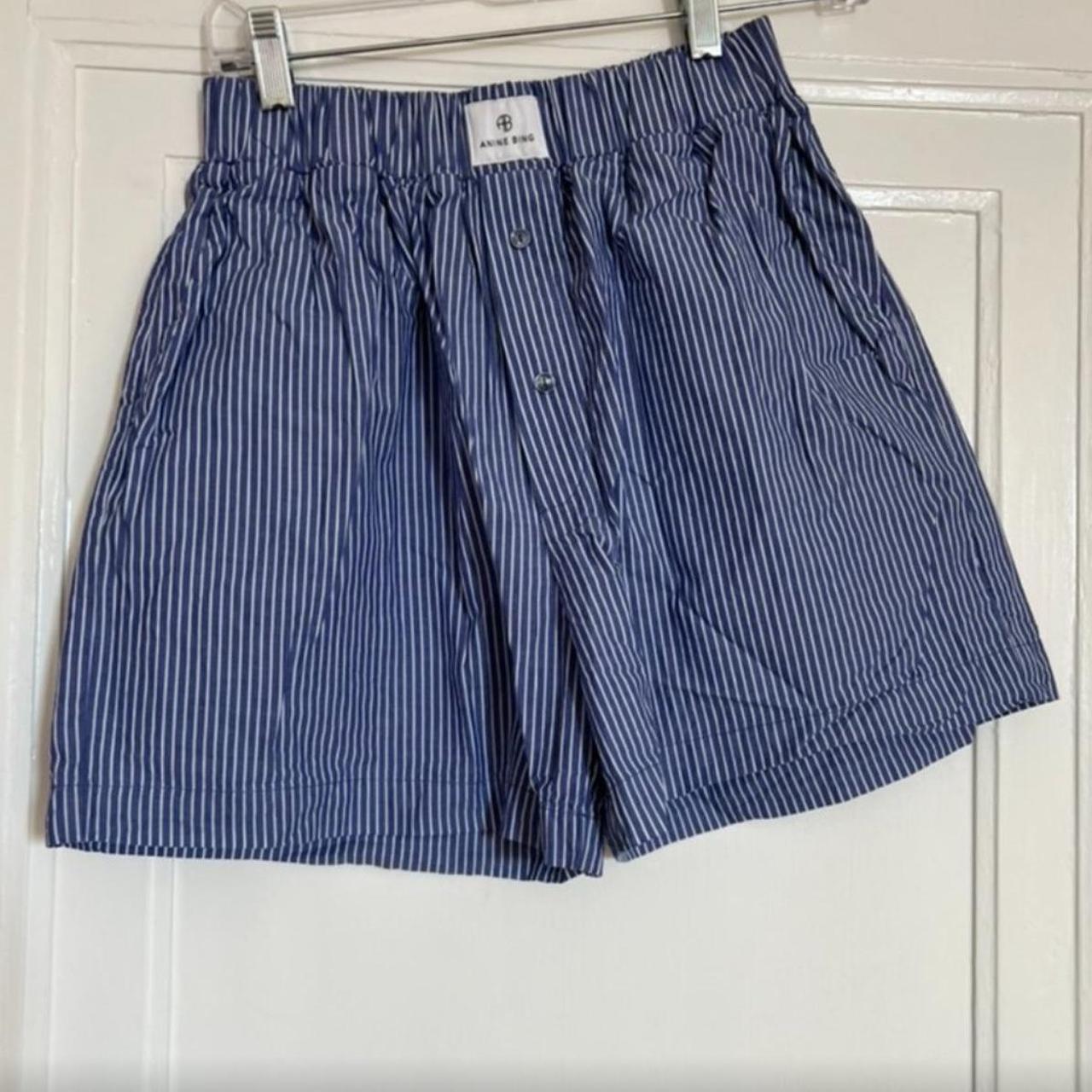 Anine Bing Liam Blue Stripe Boxer NWOT Depop