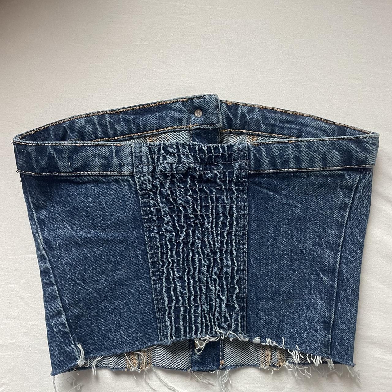 Zara Denim corset top navy blue Size XS Worn once,... Depop