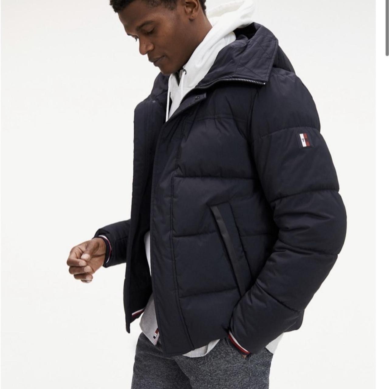 Tommy Hilfiger Men's Navy and Blue Coat Depop