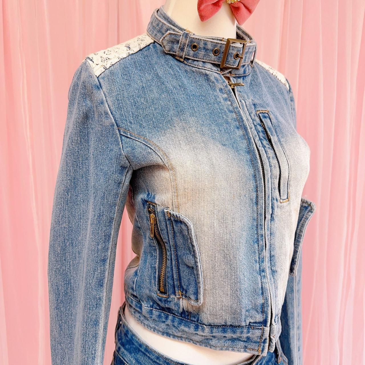 🍒Japan brand Liz Lisa dark blue lace up blue Jean...