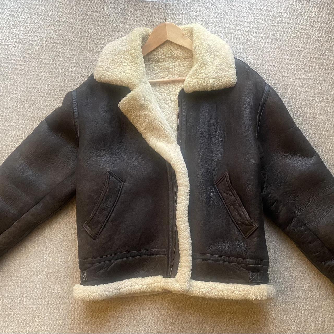 Vintage Aviator Bomber Leather Jacket. Pit to pit... - Depop