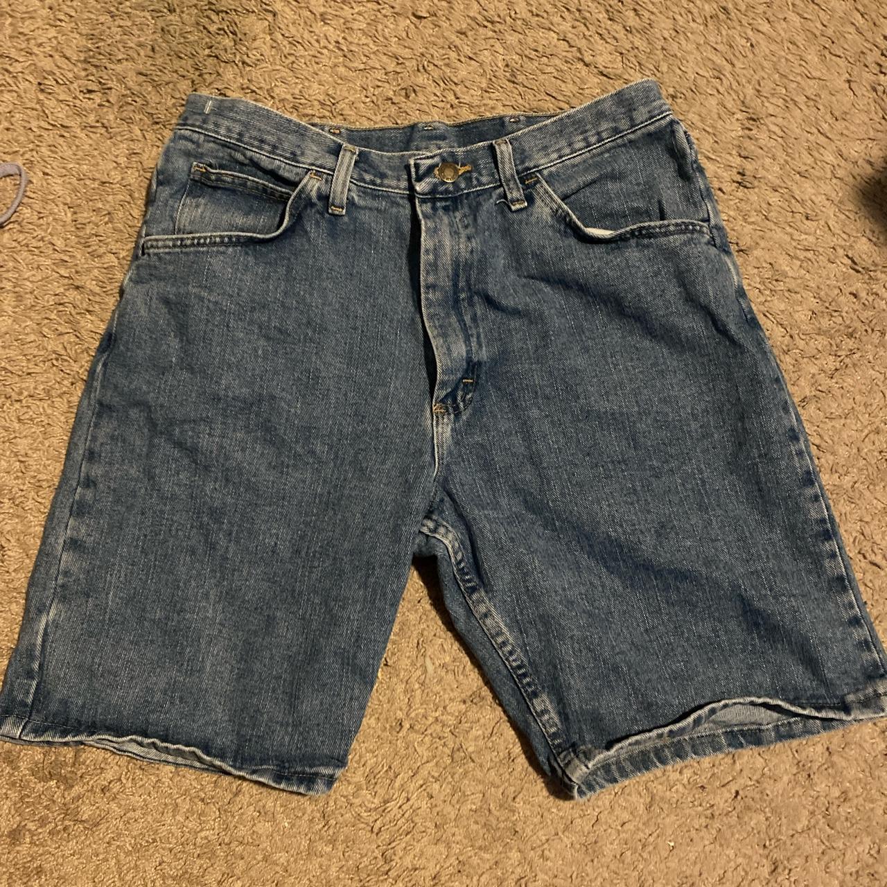 Wrangler jorts thrifted but no stains or rips,... - Depop