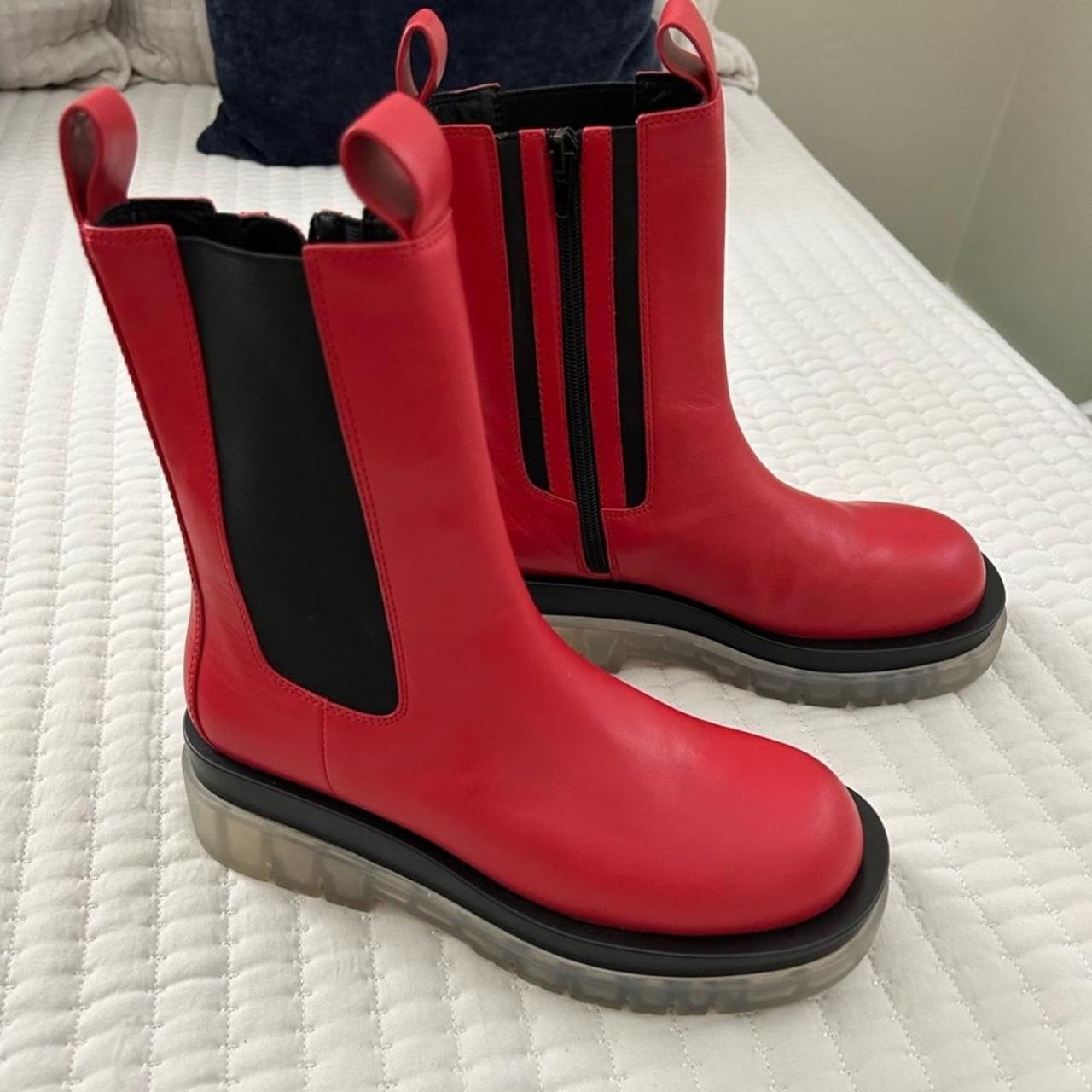 Jeffrey Campbell Tanked Red Leather Lug sole... - Depop