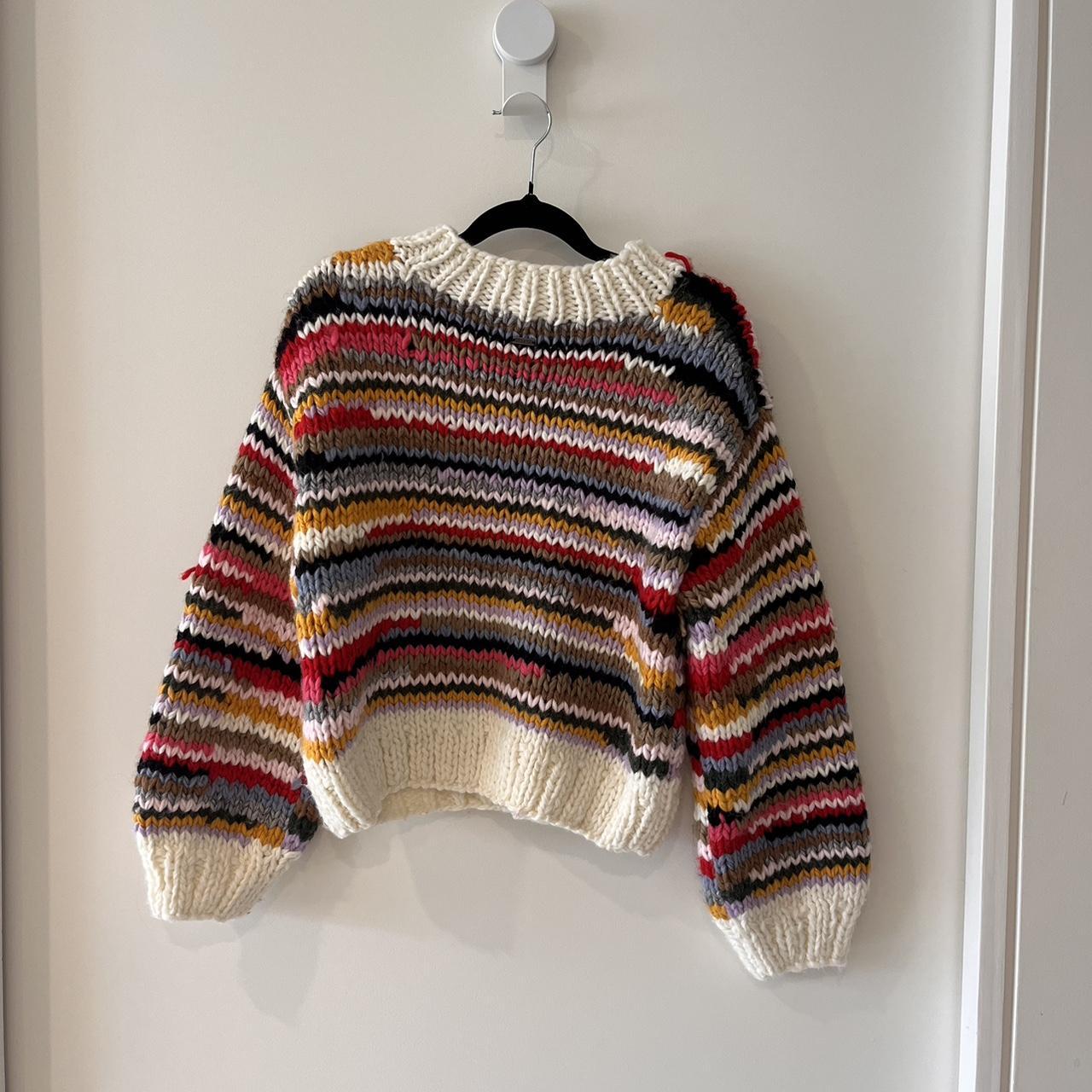 Ghanda Multi Coloured Chunky Knit Jumper Purchased... - Depop