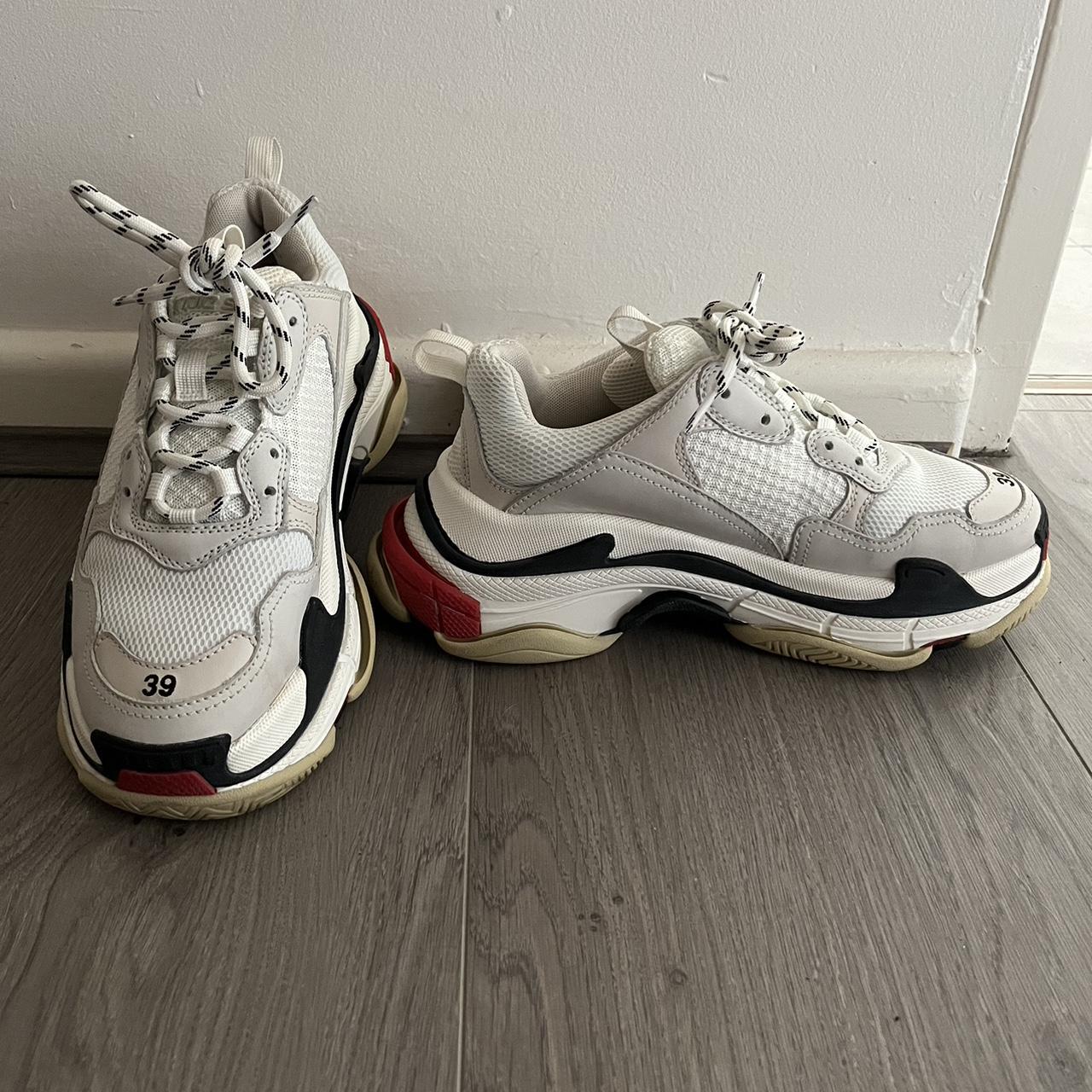 BALENCIAGA TRIPLE S White red black Size 39 fits. Depop