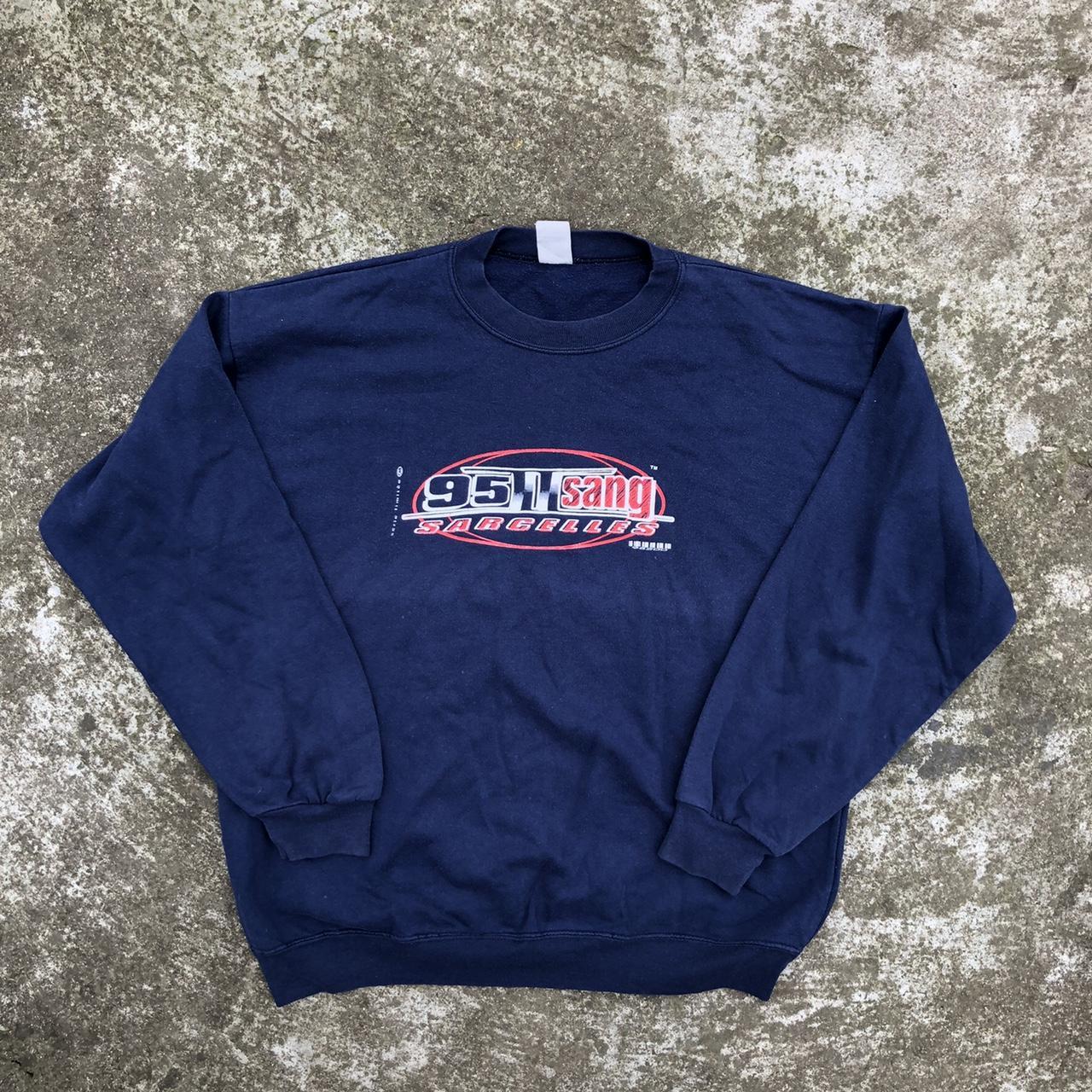 Vintage Navy 90s sweatshirt 70 cm length x 61 cm p2p - Depop