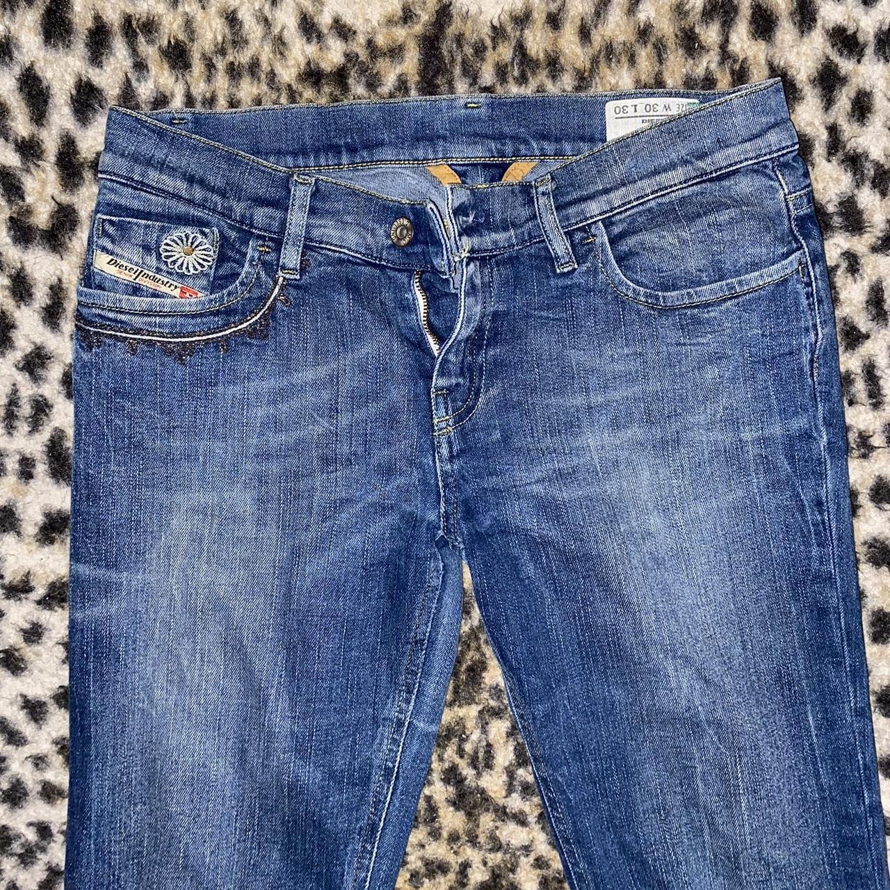 vintage rare DEISEL jeans with sparky embroidery on... - Depop