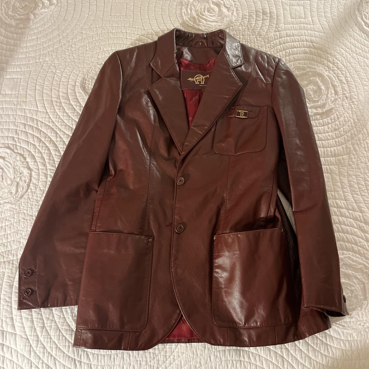 Vintage Etienne Aigner brown leather jacket Fits S M Depop