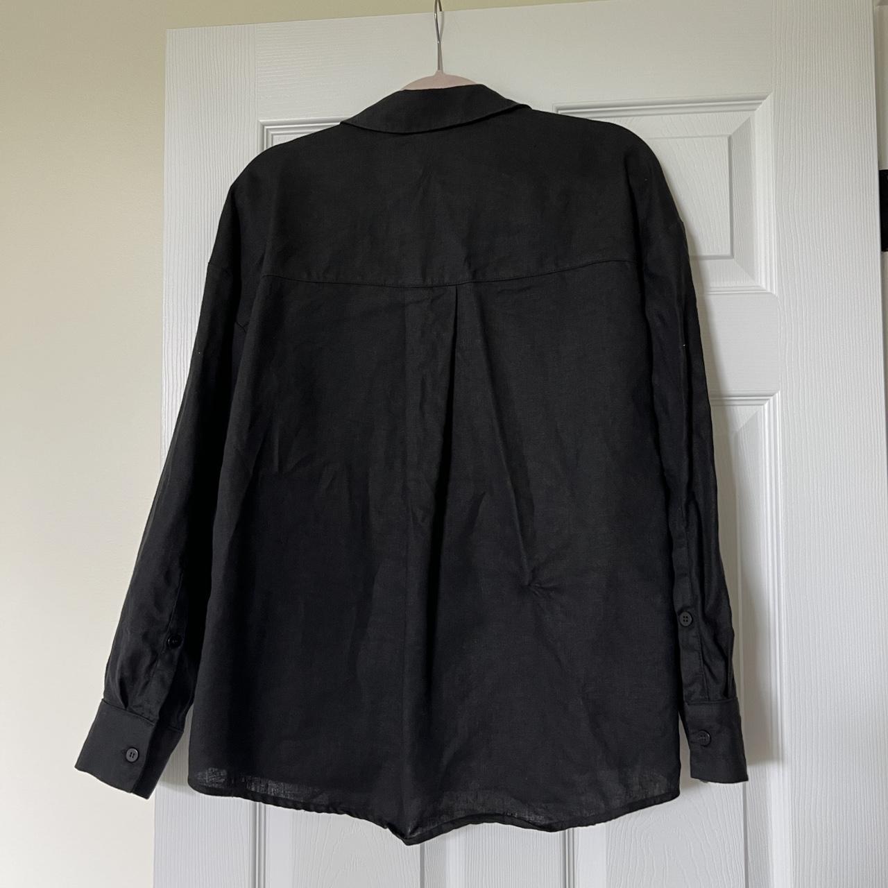 Le Capsole Black oversized linen button up shirt... - Depop