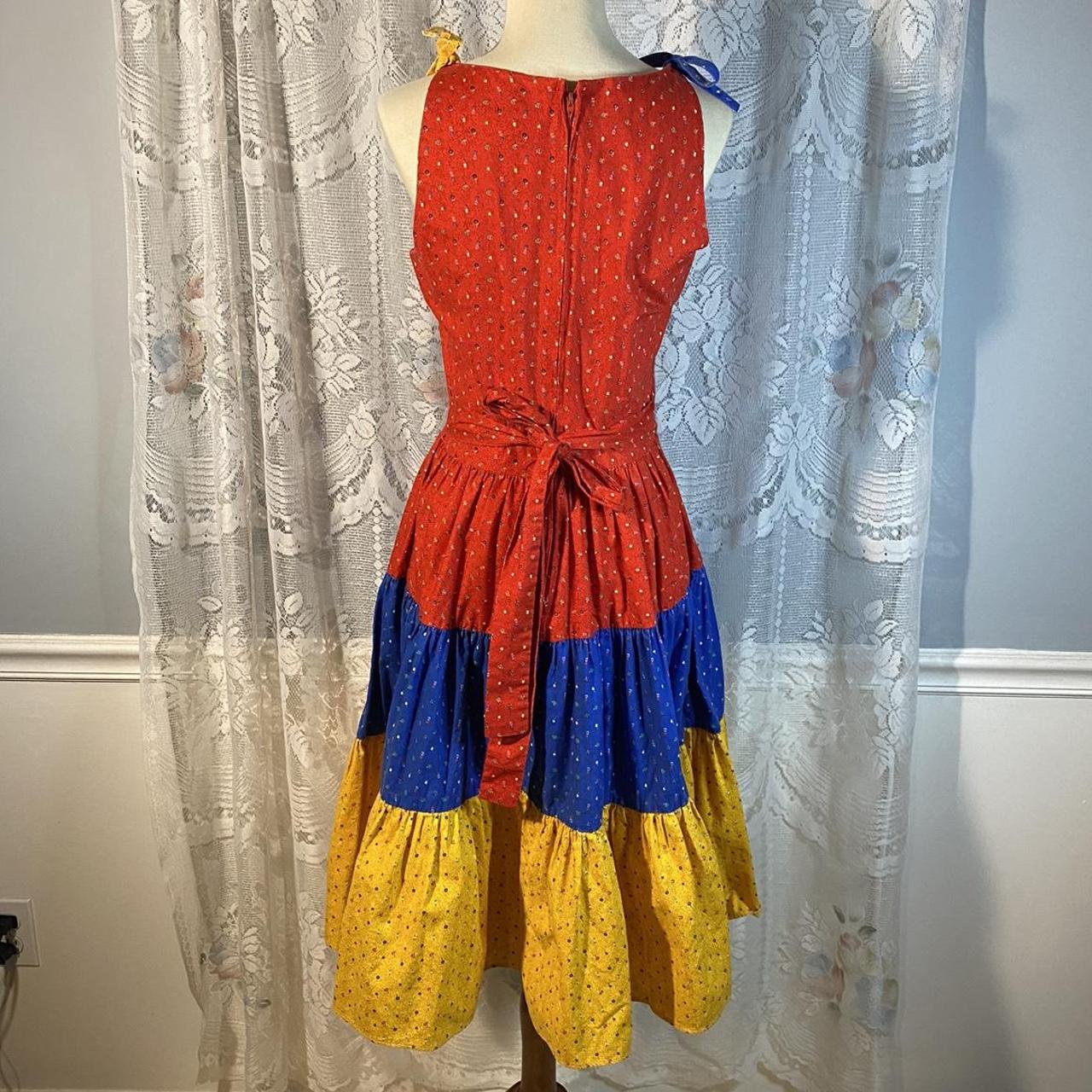 American Vintage Women's Yellow and Red Dress Depop