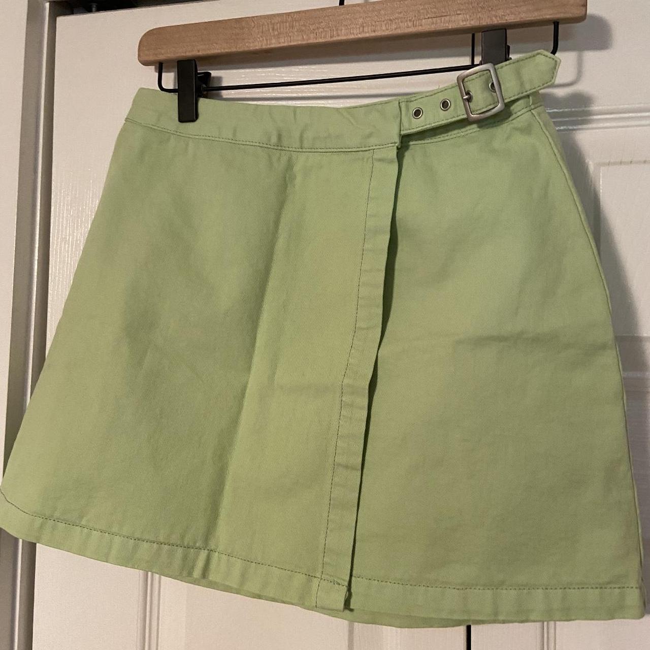 Brandy Melville Women's Green Skirt Depop