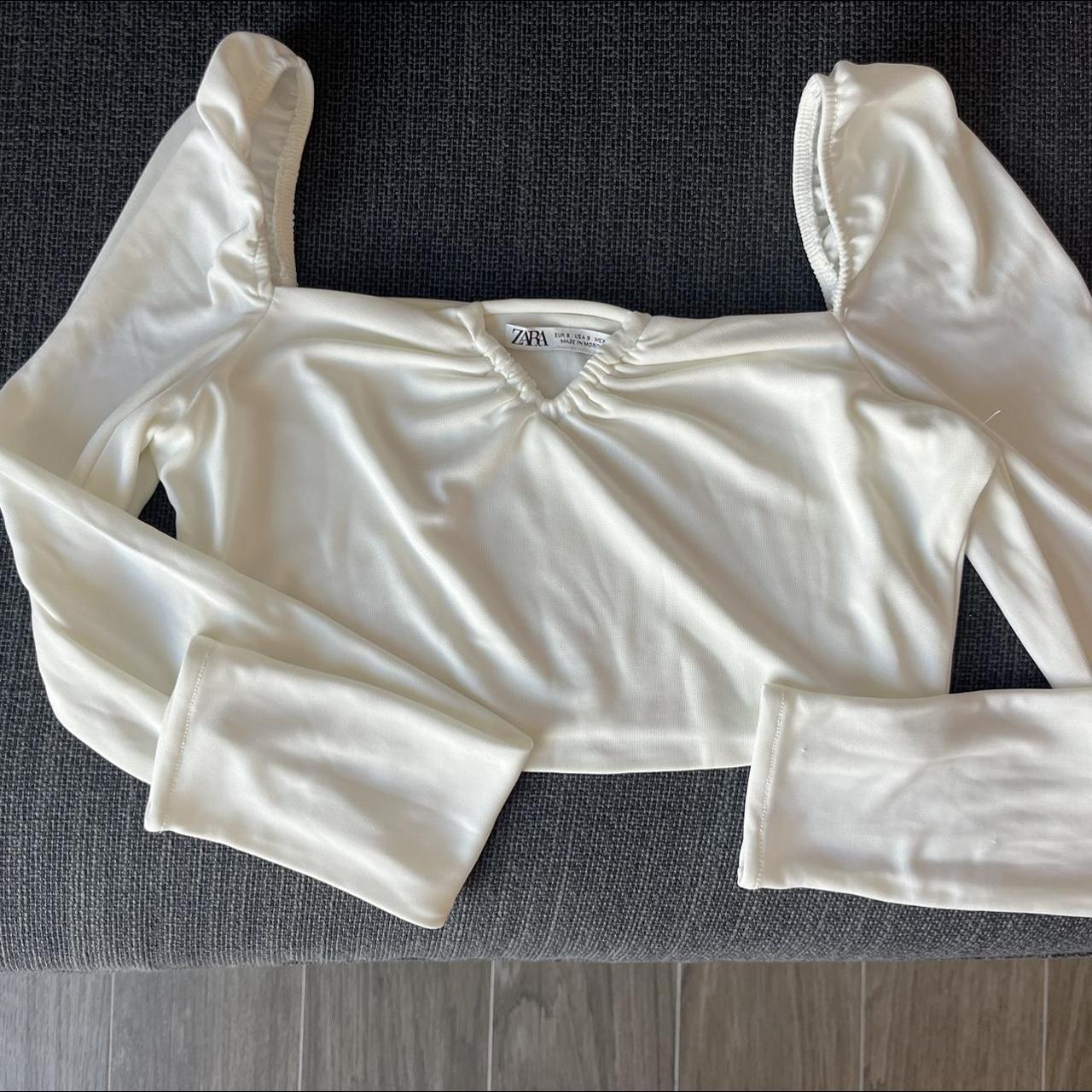 White Long Sleeve Zara Crop Top size S, never worn... Depop