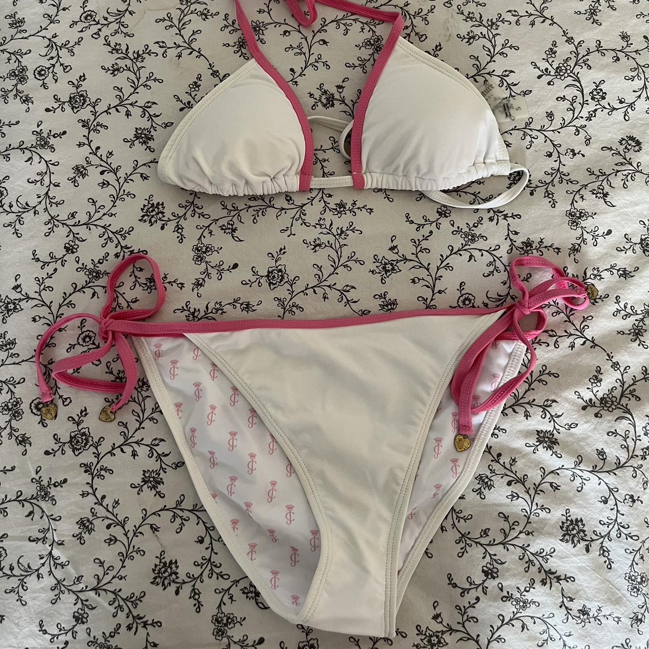 Juicy Couture Women's White and Pink Bikinis-and-tankini-sets | Depop