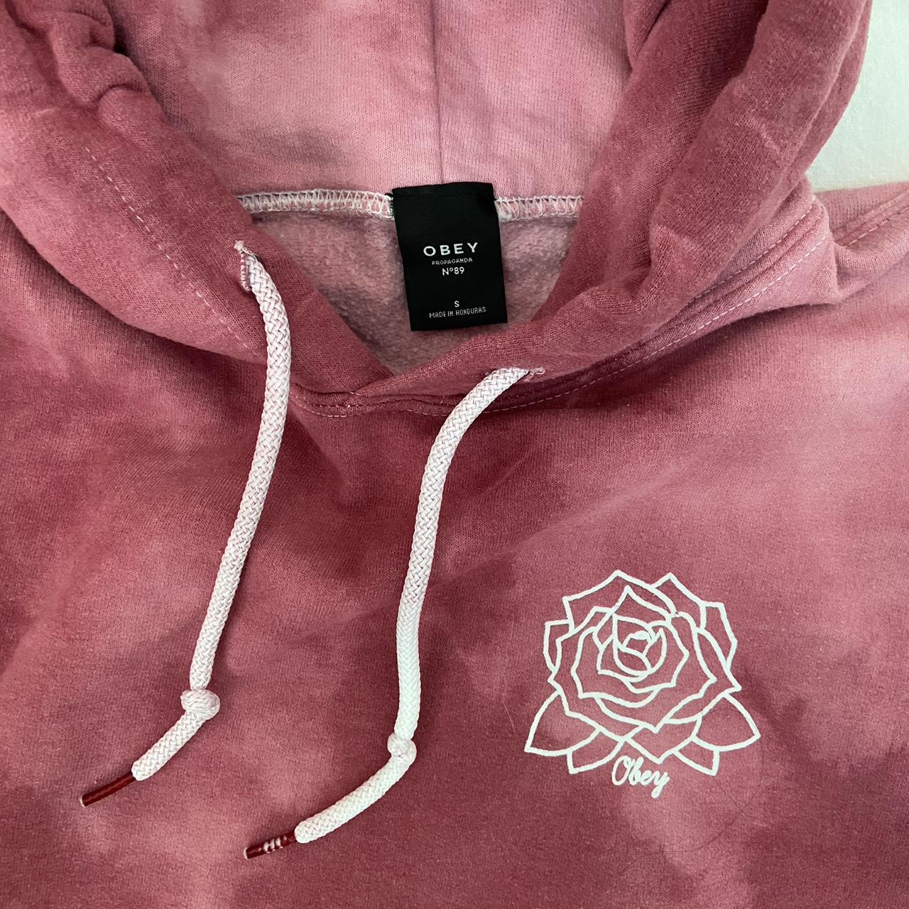 Pink OBEY hoodie Excellent condition size small. Depop