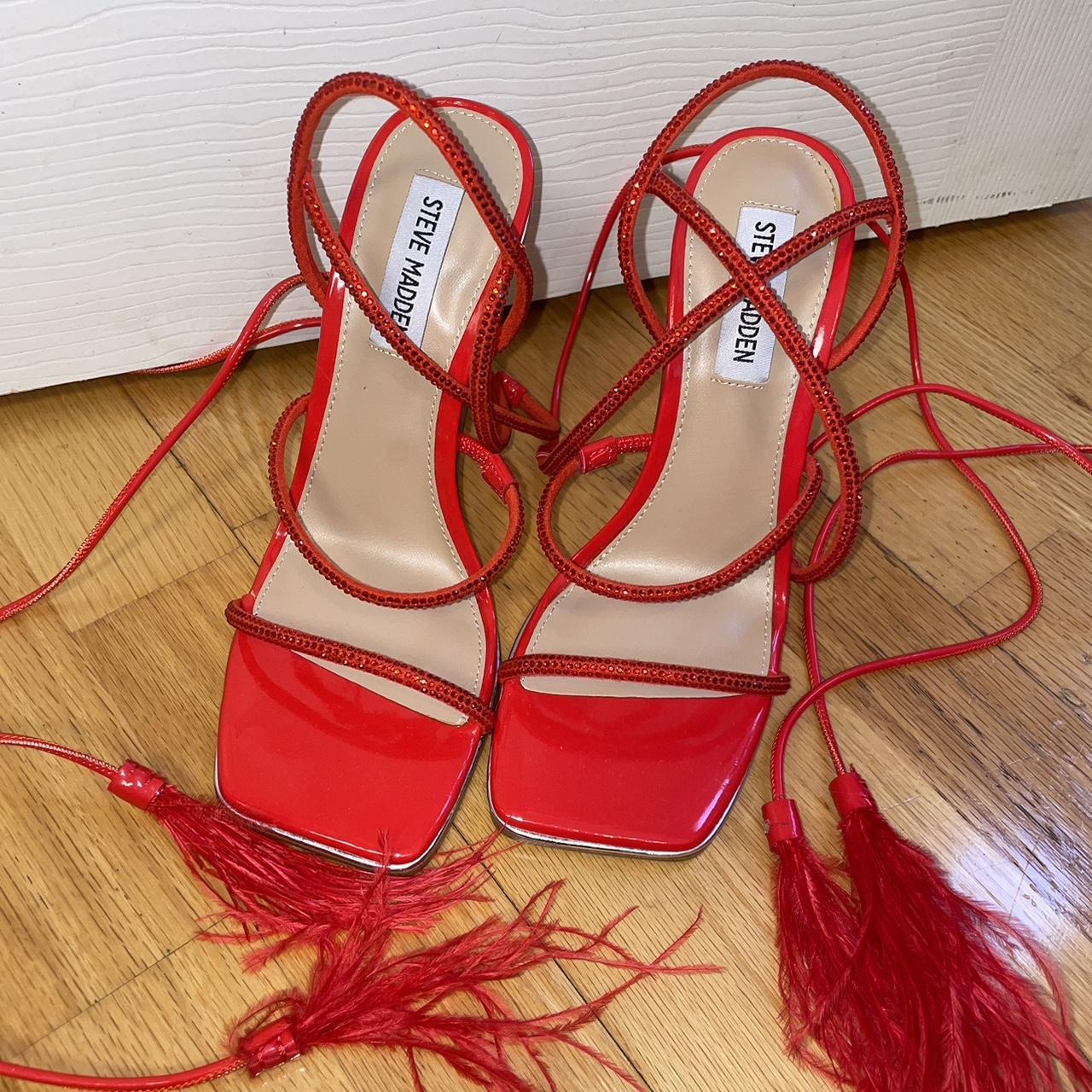 Steve madden red lace clearance up heels