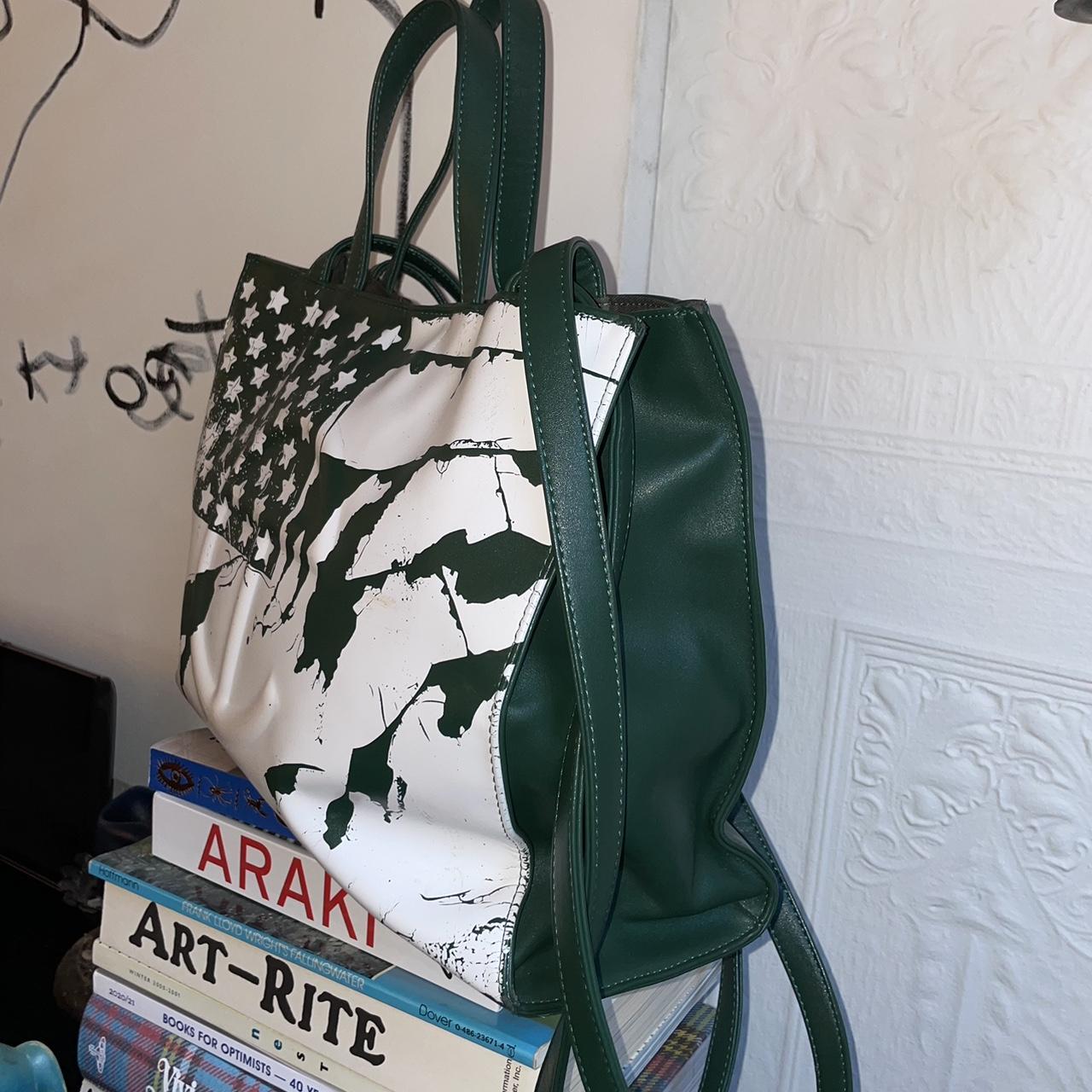 Telfar green distress flag graphic bag Depop