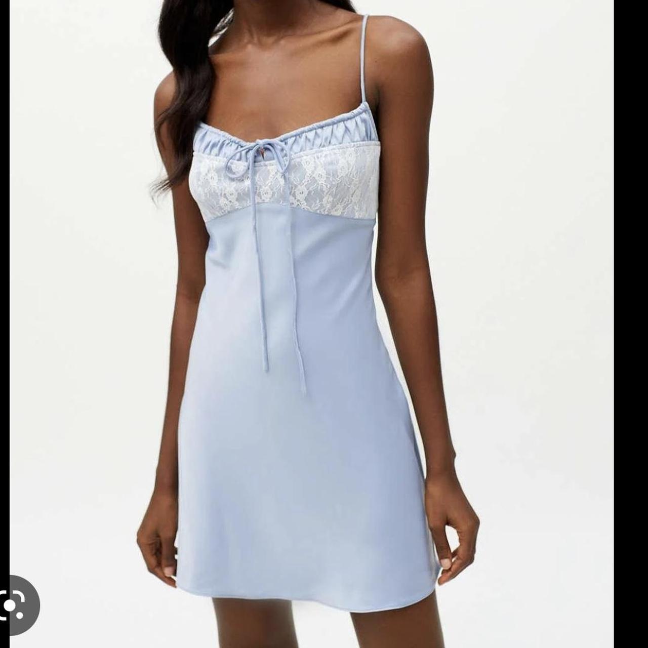 Urban Outfitters Women's White and Blue Dress | Depop