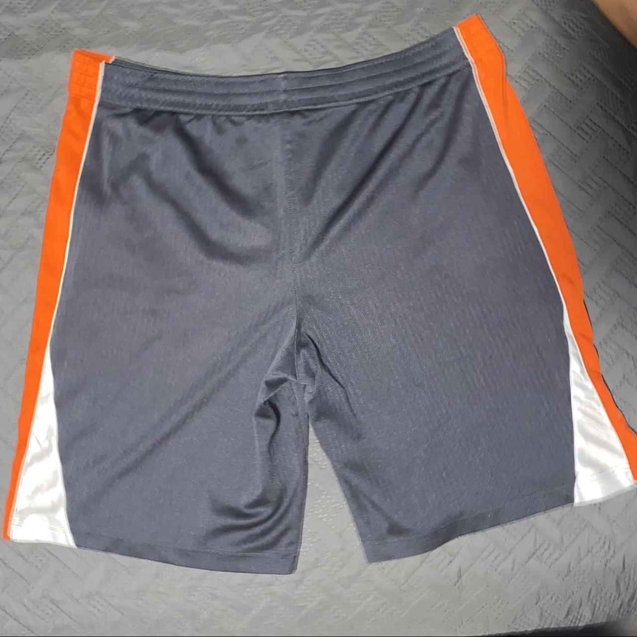 Vintage orange and grey starter shorts, size large.... - Depop