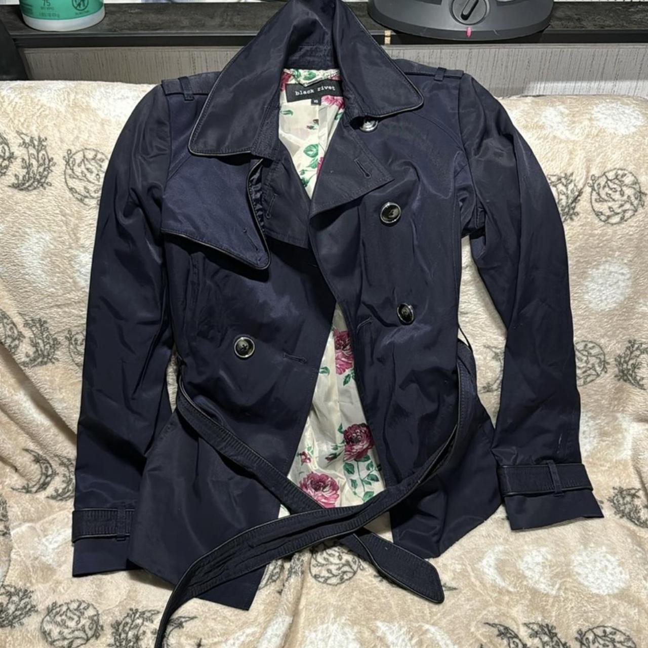 Black rivet trench coat women's discount