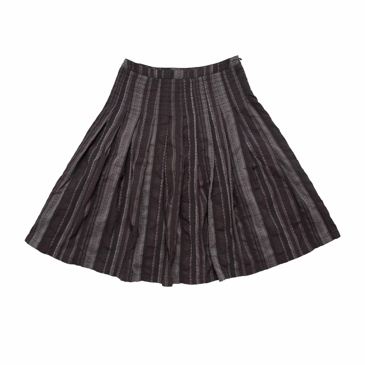 Vintage Y2K 00s ESPRIT striped midi skirt in brown /... - Depop