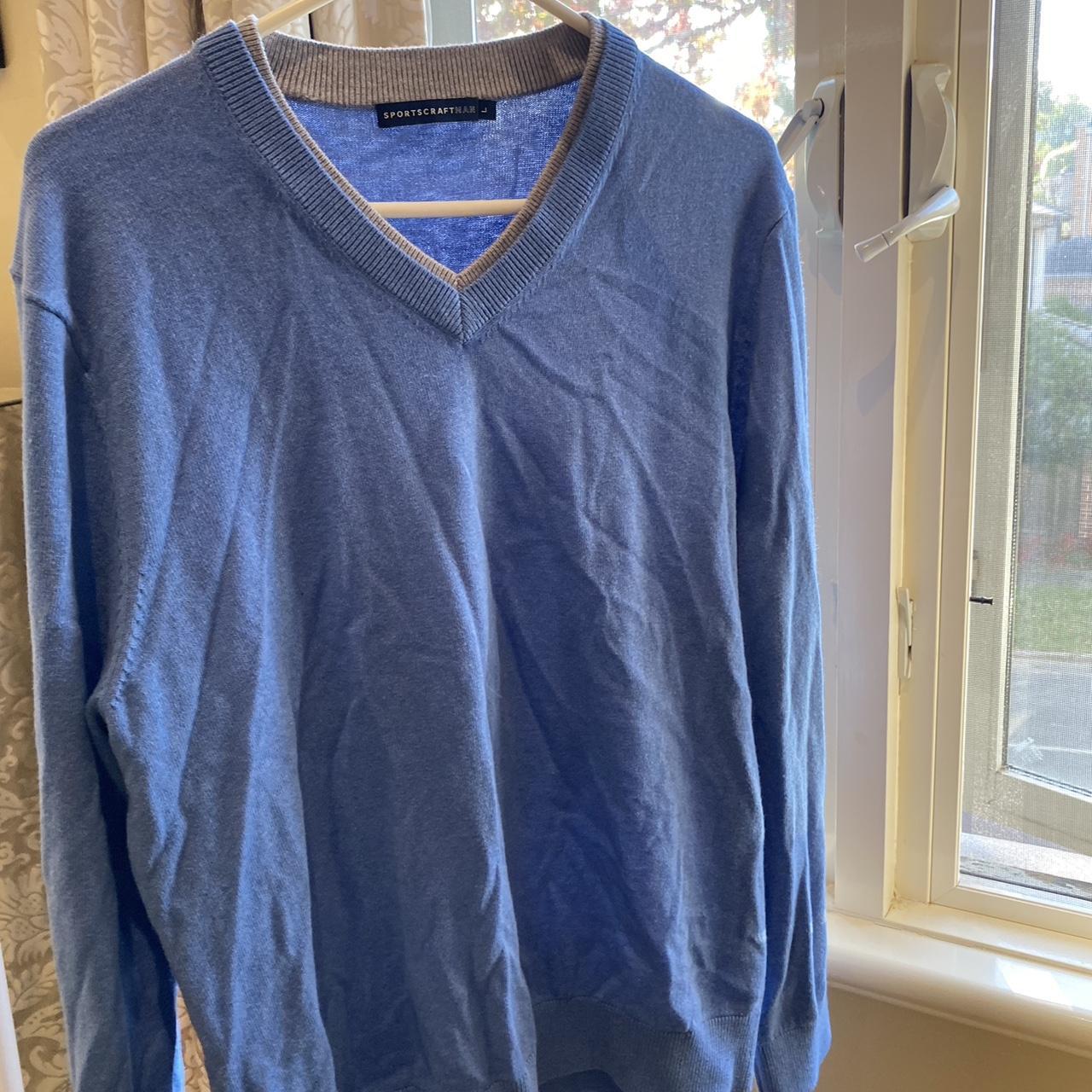 Sportscraft blue sweater. Labelled L. Fits oversized... - Depop