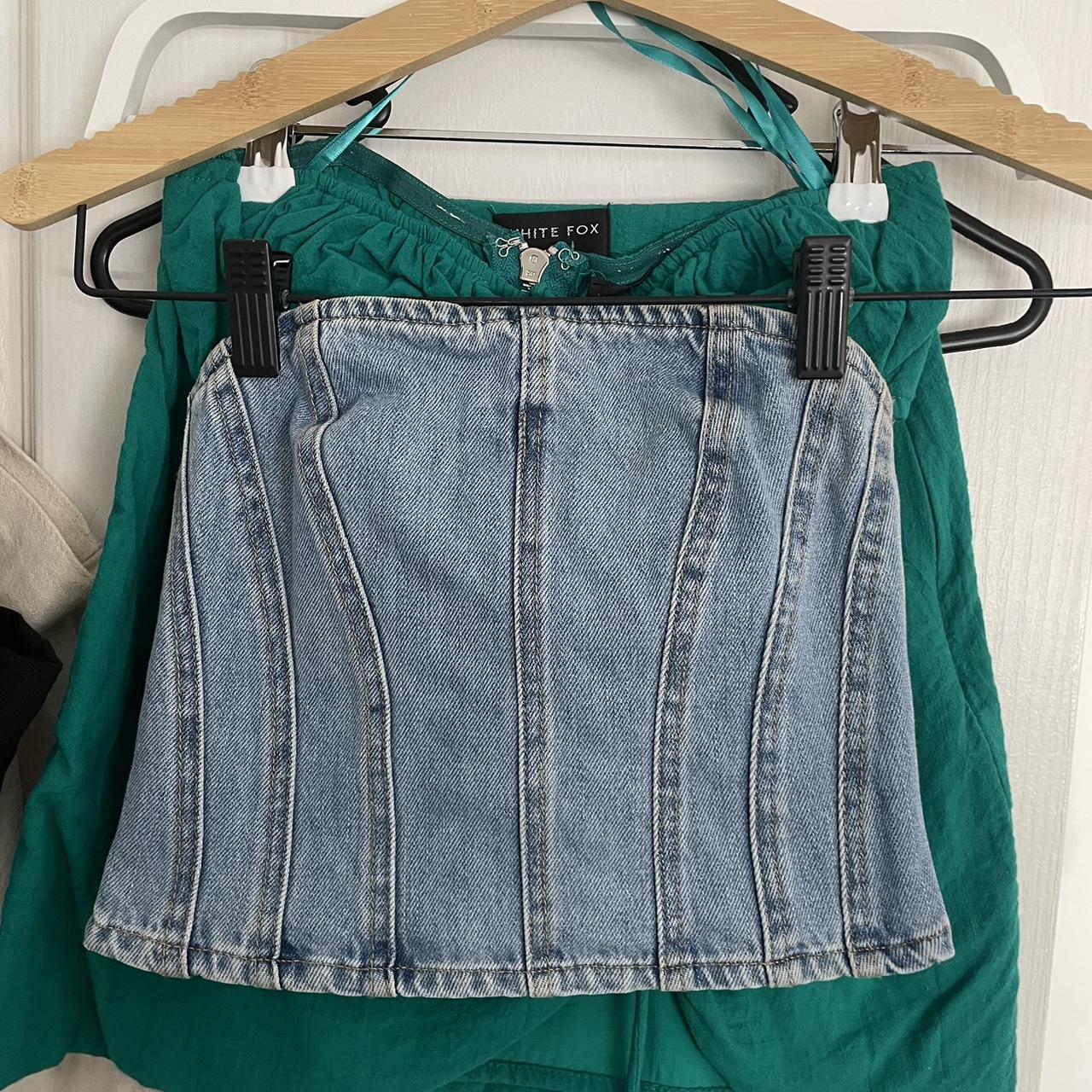 Glassons denim corset bustier tube top strapless... Depop