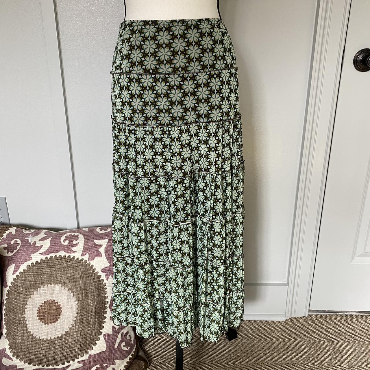 Max Studio Women's Brown and Green Skirt | Depop