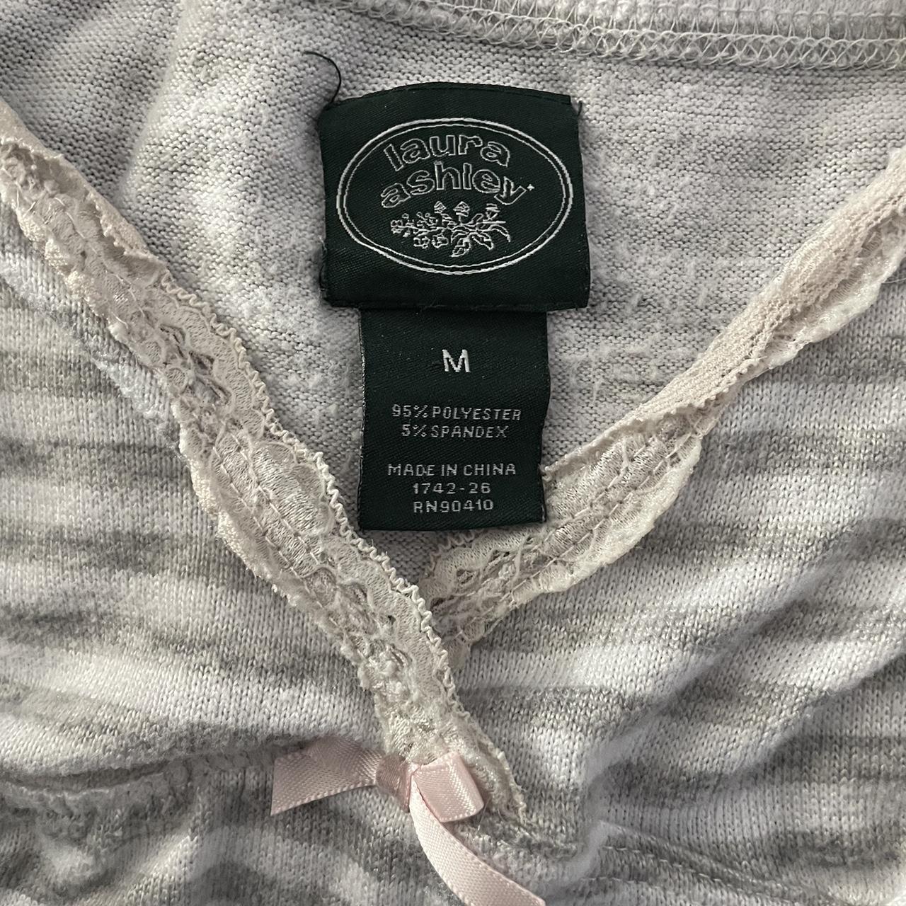 Laura Ashley grey stripped nightgown- Size M but I... - Depop