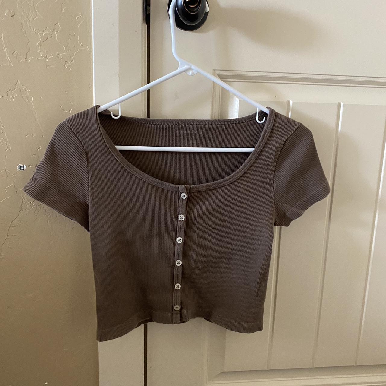 Brandy Melville Women's Brown Croptop Depop