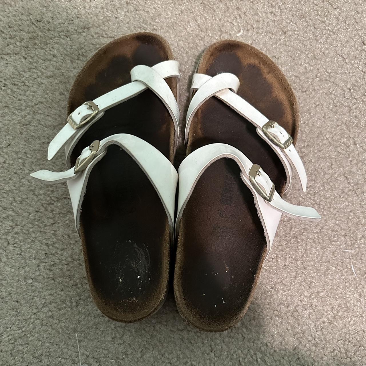 white birkenstocks one strap