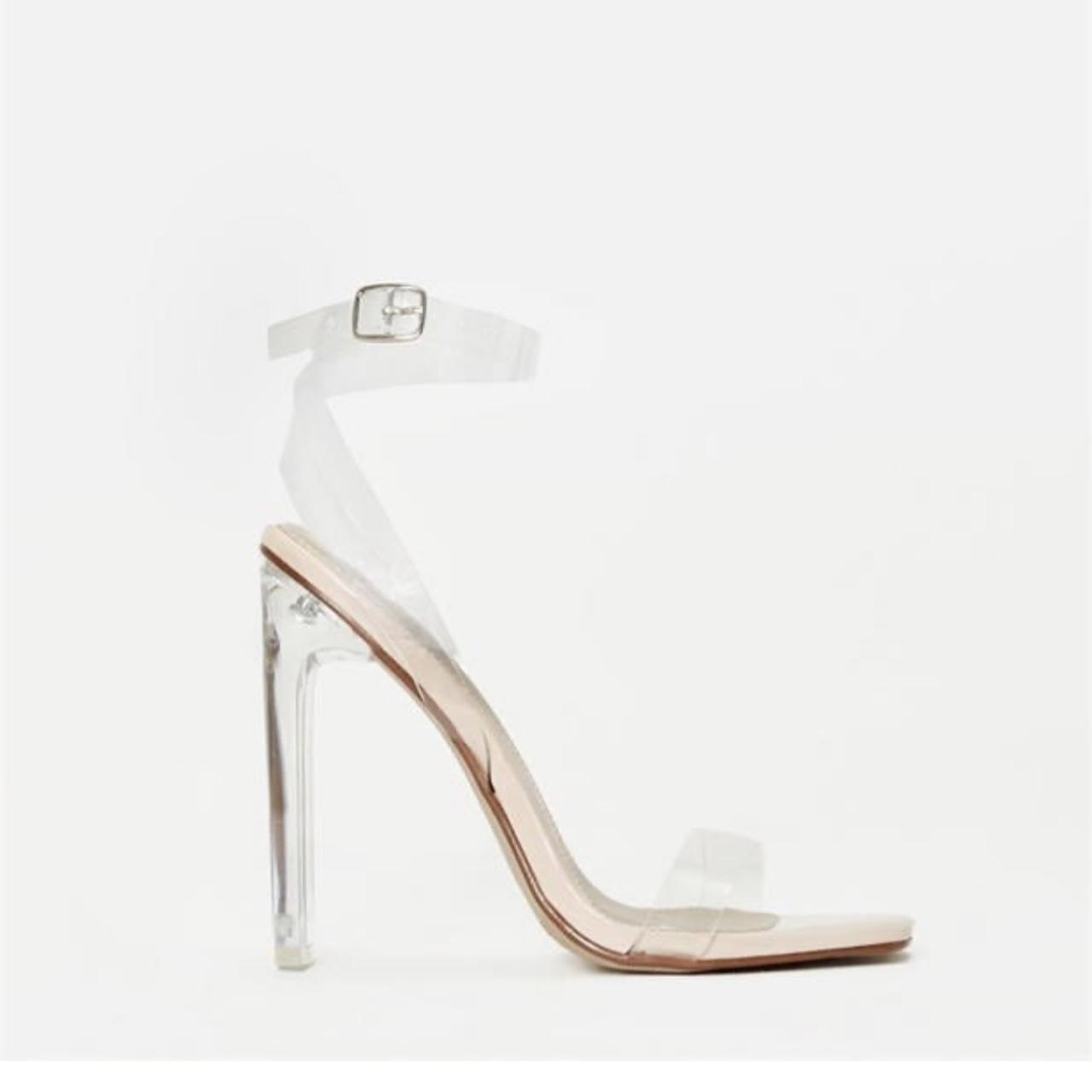 Missguided clear square toe heeled sandals Depop