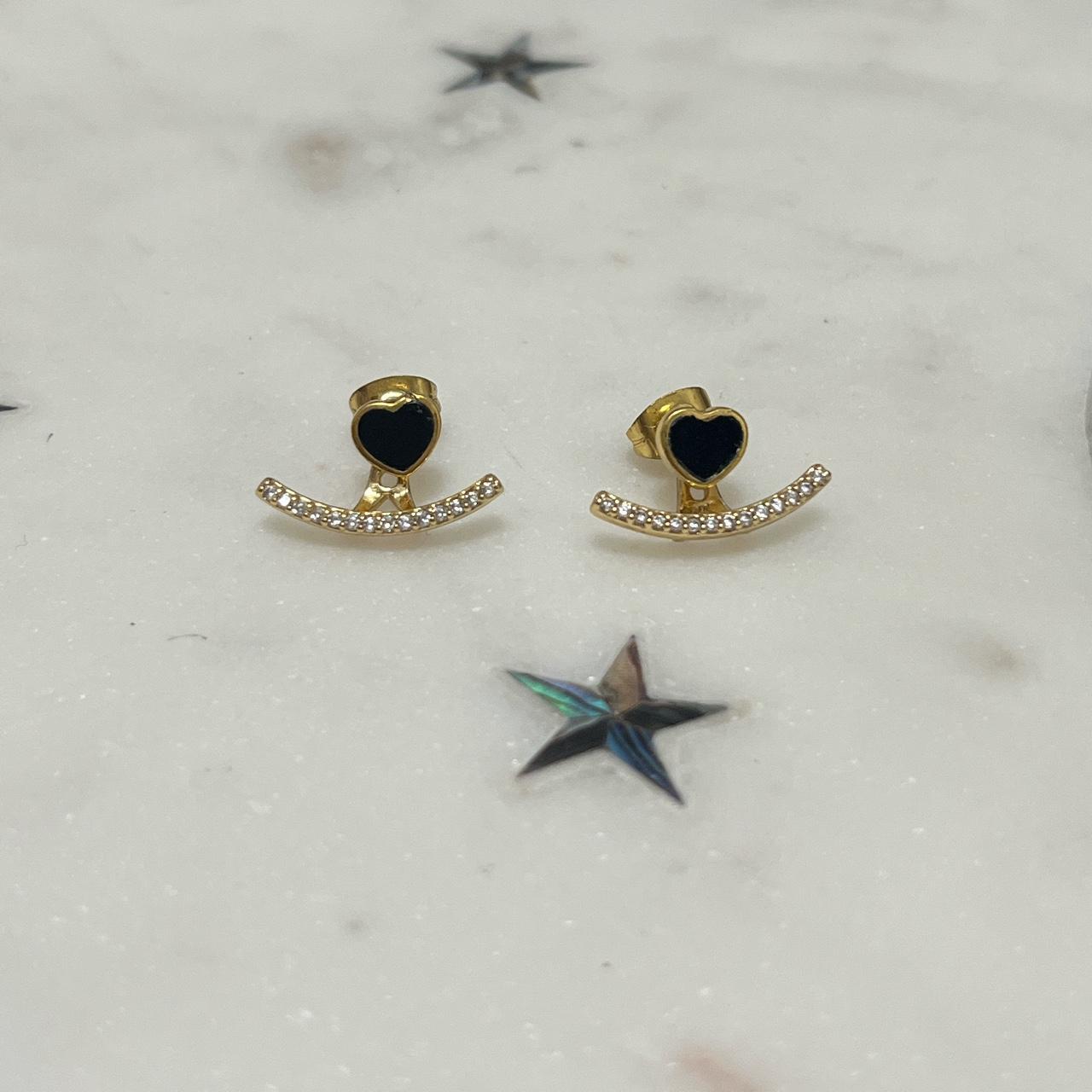 Black heart stud earrings. 🖤 Black stud hearts.... - Depop