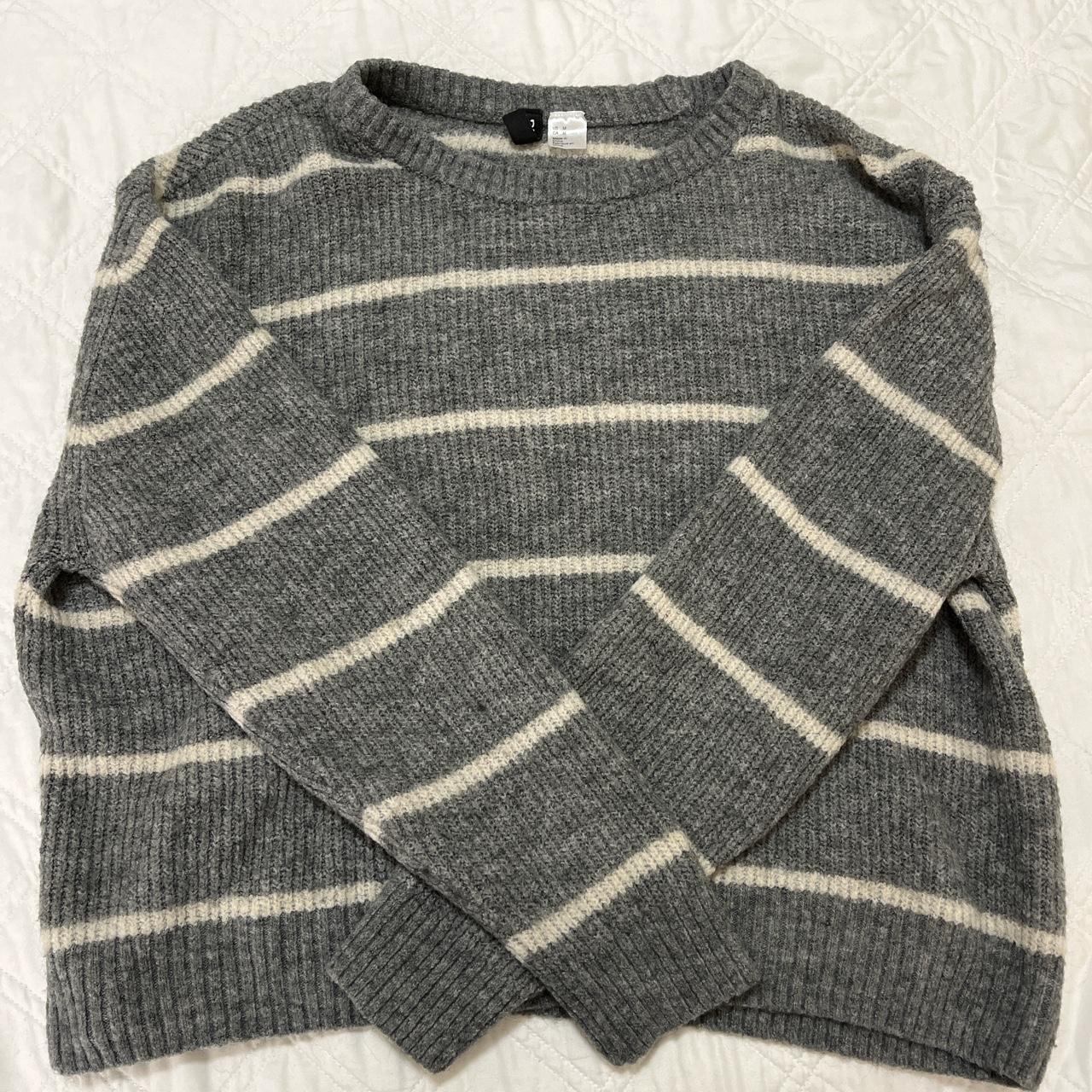 striped grey sweater from h&m! very comfortable,... - Depop