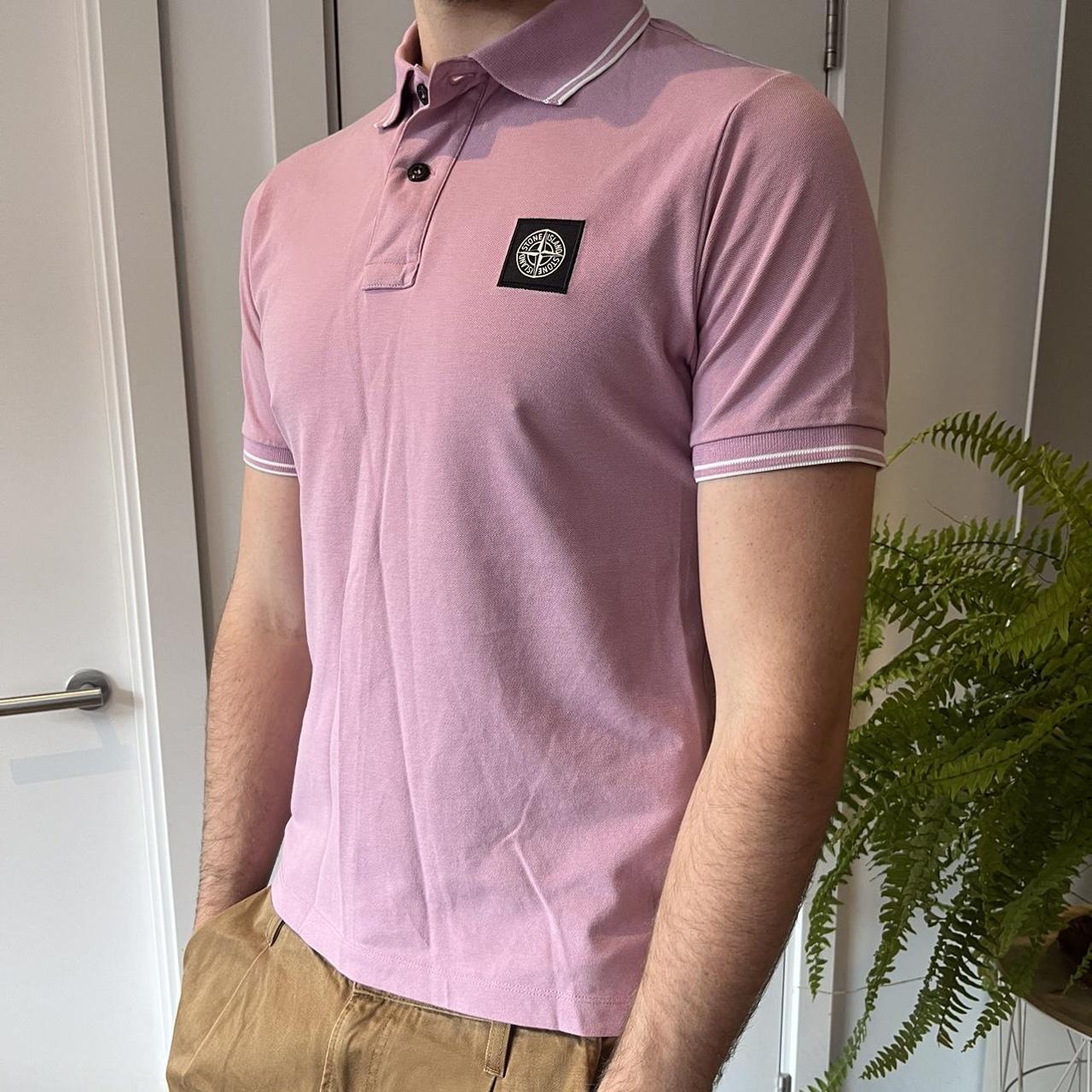 Stone island pink polo shirt online