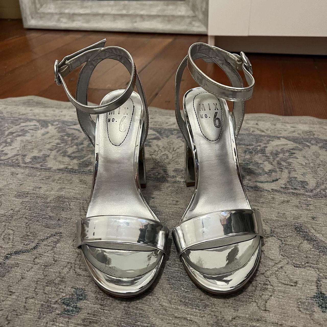 ASOS Havana Barely There Block Heeled Sandals Metallic Silver Size 4 | eBay