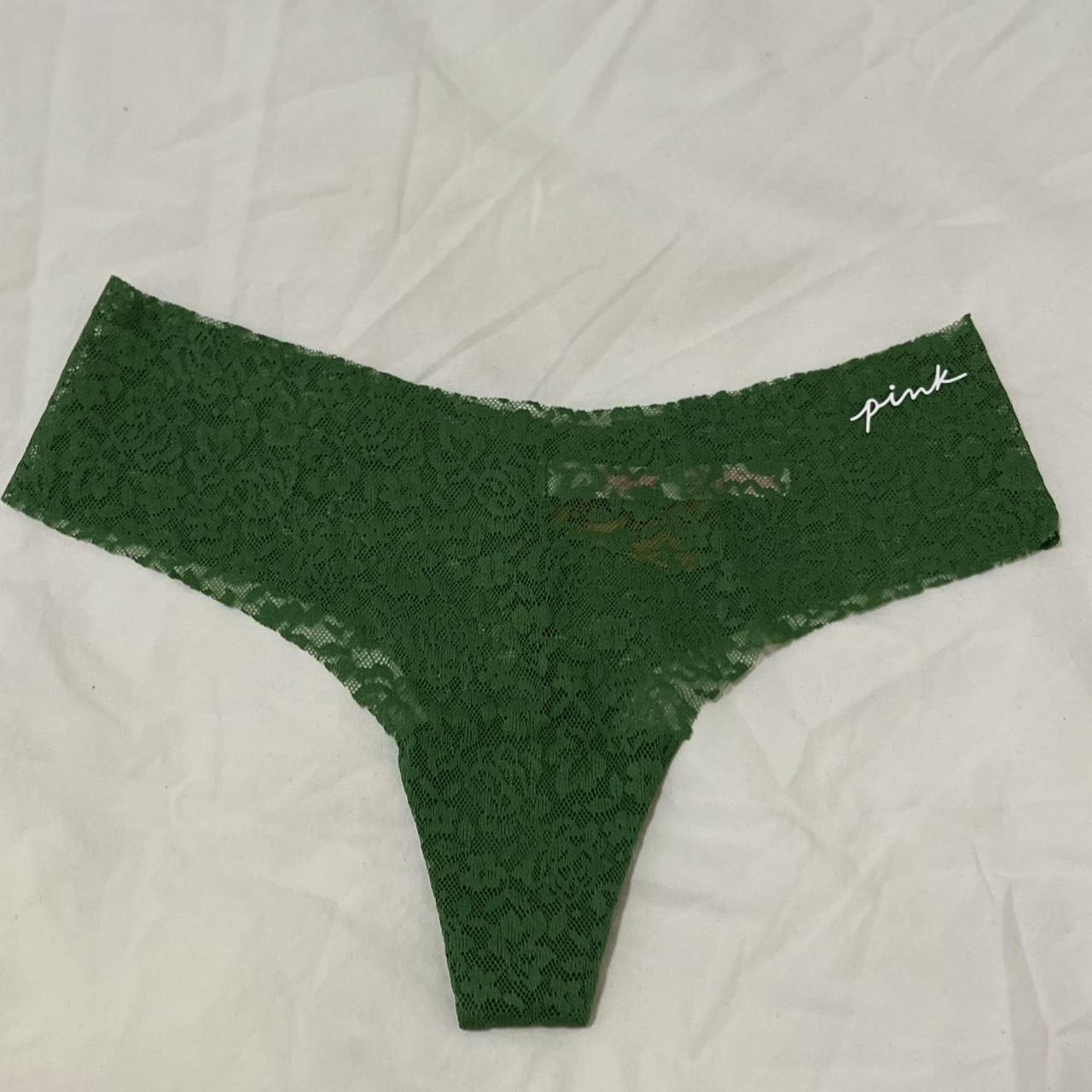 PINK NEVER WORN green underwear - Depop