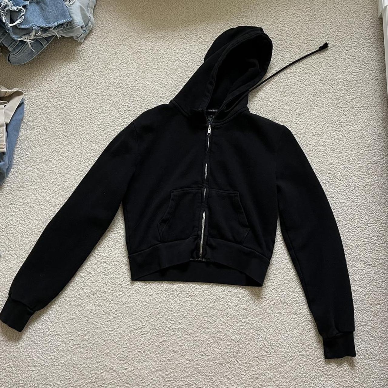 brandy melville cropped black hoodie zip up!! worn,... Depop