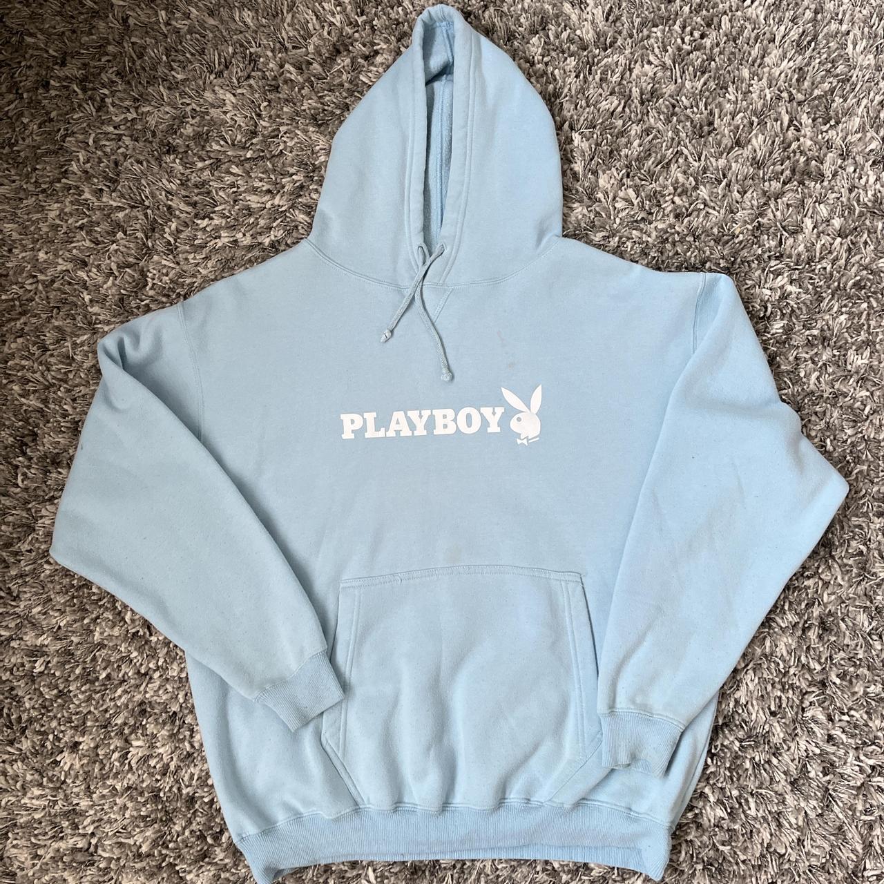 Light blue playboy hoodie sale