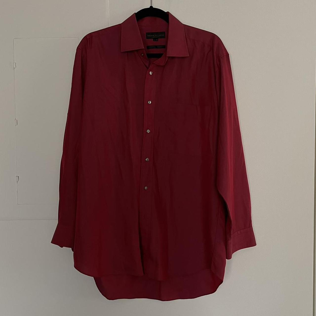 oversized-red-button-up-shirt-in-a-red-fabric-that-depop