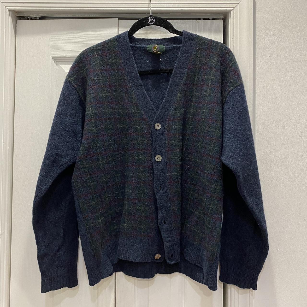 Pure lambs wool Club Room plaid cardigan