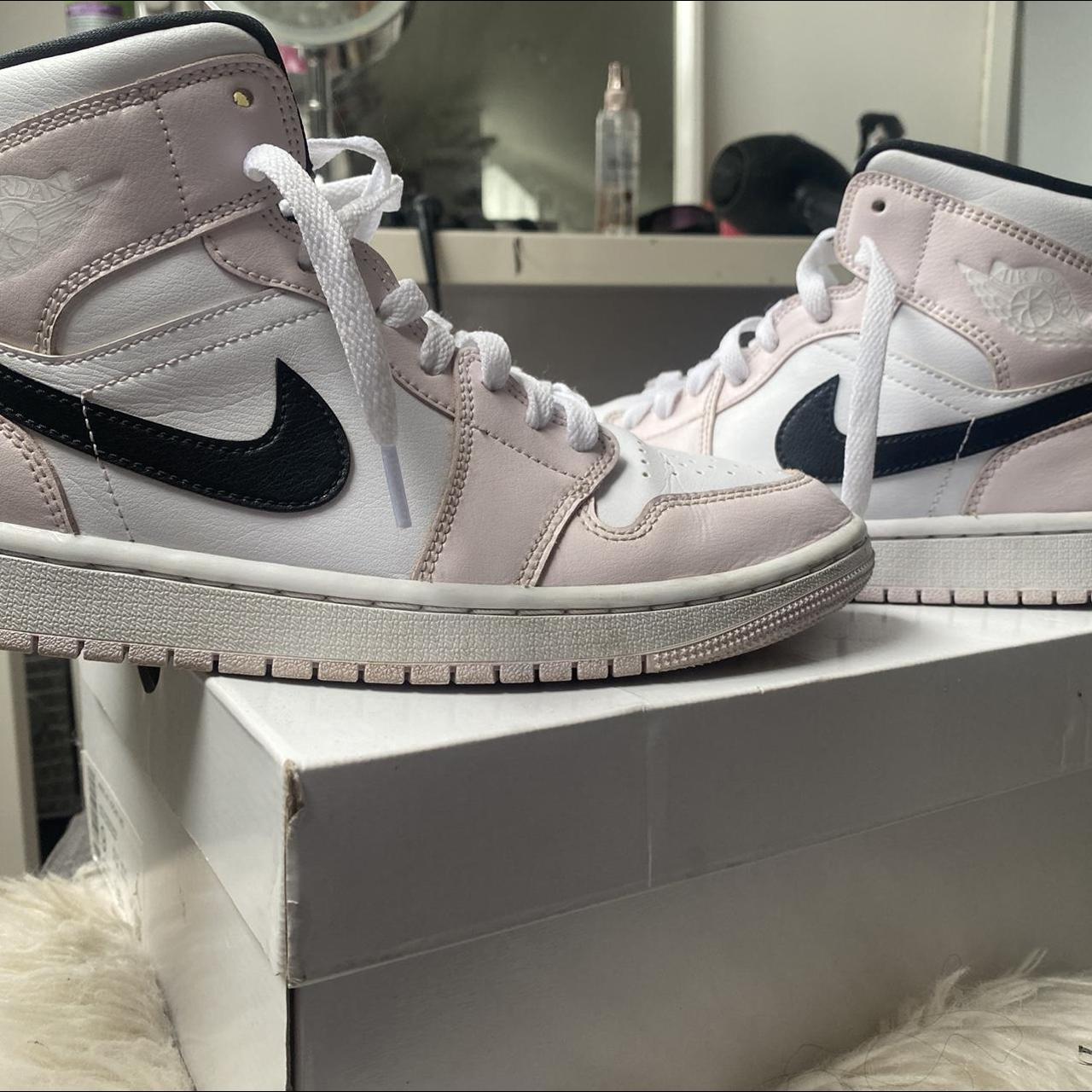 Jordan Women's White and Pink Trainers | Depop