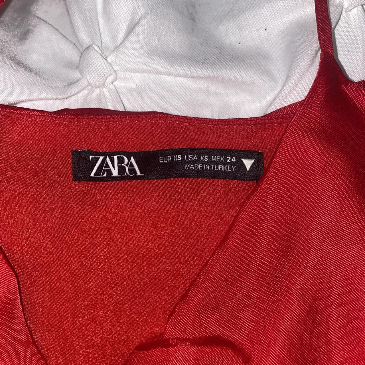 Zara satin halter neck satin mini dress in red Size... - Depop